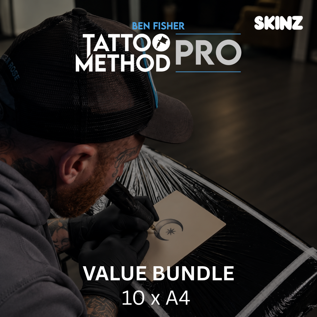 Tattoo Practice Skin | Size Medium A4 | Ben Fisher Pack of 10